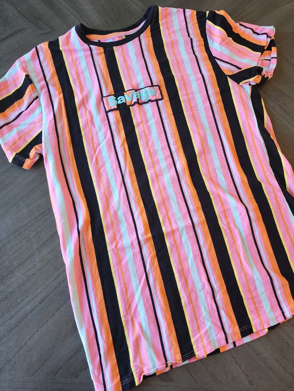 Savage Striped Short Sleeve Contemporary Tee Size L